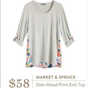 Market & Spruce Gray/Floral top. Stitch Fix. Large